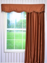Solid Brown Color Fake-layered Wave Window Valance and Curtains Custom Online