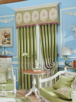 Available!!! Baltic Embroidered Green Banner Flat Valance and Curtains