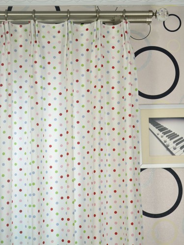 Whitehaven Kids House Polka Dot Printed Custom Made Cotton Curtains (Heading: Versatile Pleat)