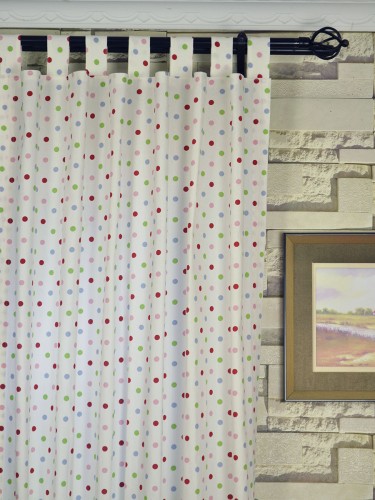 Whitehaven Kids House Polka Dot Printed Tab Top Cotton Curtain Heading Style