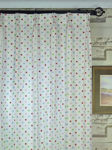 Whitehaven Kids House Polka Dot Printed Double Pinch Pleat Cotton Curtain Heading Style