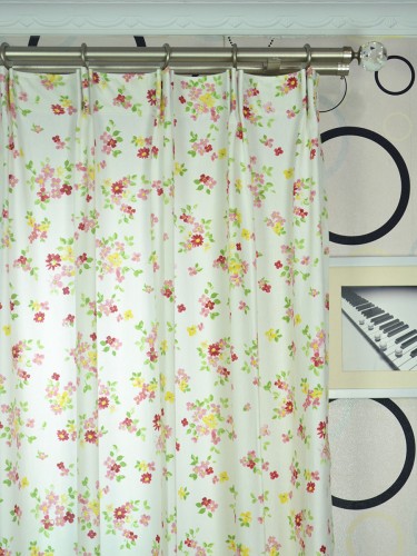 Whitehaven Colorful Floral Printed Custom Made Cotton Curtains (Heading: Versatile Pleat)
