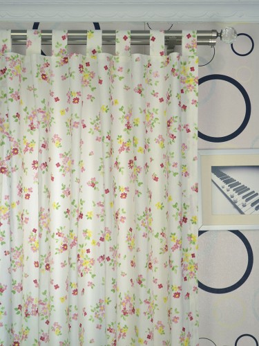 Whitehaven Colorful Floral Printed Tab Top Cotton Curtain Heading Style