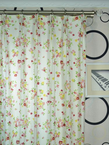 Whitehaven Colorful Floral Printed Double Pinch Pleat Cotton Curtain Heading Style