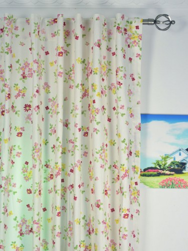 Whitehaven Colorful Floral Printed Concealed Tab Top Cotton Curtain Heading Style