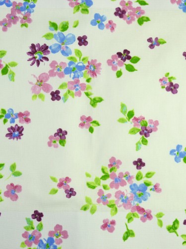 Whitehaven Colorful Floral Printed Double Pinch Pleat Cotton Curtain (Color: Pale Violet Red)