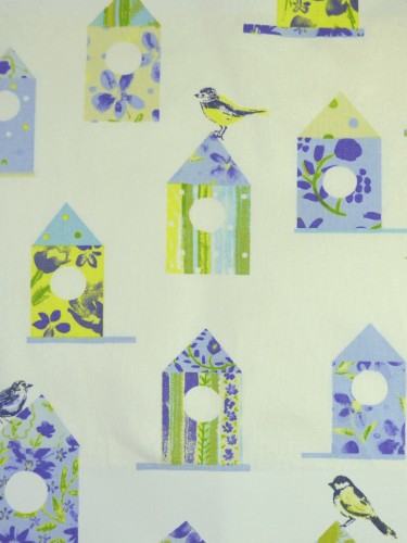 Whitehaven Birdhouses Printed Concealed Tab Top Cotton Curtain (Color: Cerulean Frost)