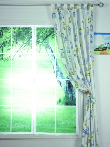 Whitehaven Birdhouses Printed Tab Top Cotton Curtain