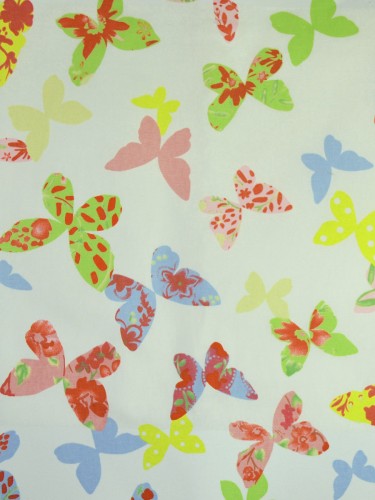 Whitehaven Butterflies Printed Double Pinch Pleat Cotton Curtain (Color: Red Orange)
