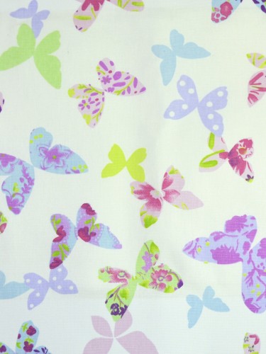 Whitehaven Butterflies Printed Double Pinch Pleat Cotton Curtain (Color: Lavender Rose)