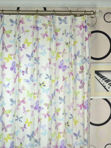 Whitehaven Butterflies Printed Double Pinch Pleat Cotton Curtain Heading Style