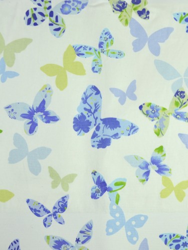 Whitehaven Butterflies Printed Tab Top Cotton Curtain (Color: Baby Blue Eyes)