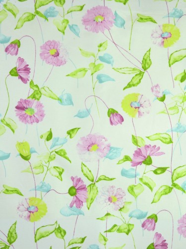 Whitehaven Daisy Chain Printed Versatile Pleat Cotton Curtain (Color: Carnation Pink)