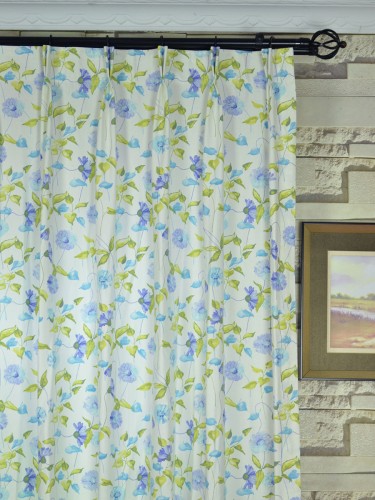 Whitehaven Daisy Chain Printed Custom Made Cotton Curtains (Heading: Double Pinch Pleat)