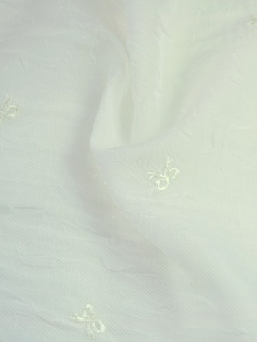 Whitehaven Bow Embroidered Fabric Sample (Color: Baby Powder)