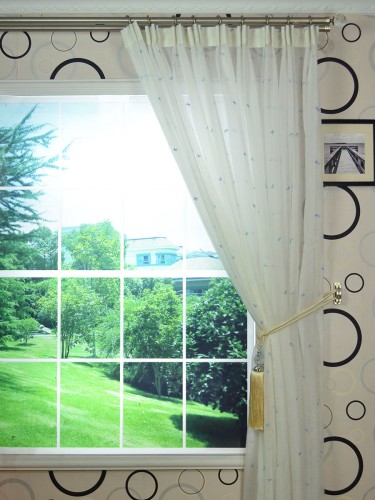 Whitehaven Bow Embroidered Versatile Pleat Sheer Curtain