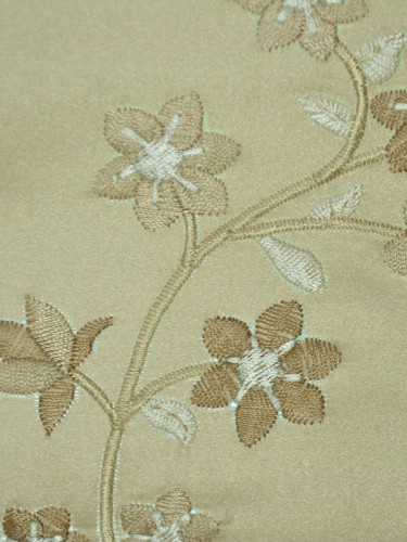 Franklin Deep Champagne Embroidered Floral Faux Silk Custom Made Curtains Online Fabirc Details
