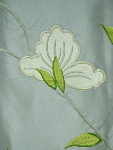 Franklin Gray Embroidered Bird Branch Faux Silk Fabric Samples Fabric Details