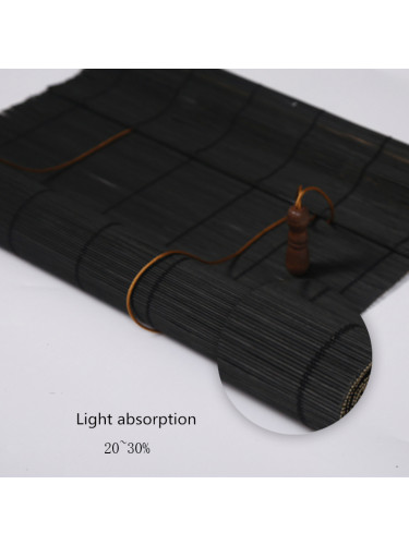 CHB03 Sun Shading Bamboo Roller Blinds Sun Proof Blackout Blinds For Tea Houses(Color: Black)