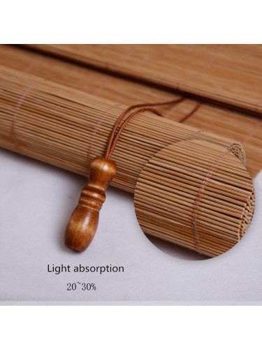 CHB03 Sun Shading Bamboo Roller Blinds Sun Proof Blackout Blinds For Tea Houses(Color: Teak)