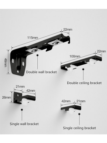 CHR01 Ivory Bendable Ivory and Black Curtain Tracks Ceiling/Wall Mount For Bay Window