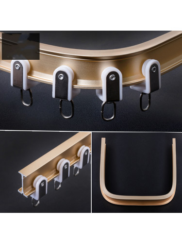 CHR05 Bendable Ivory and Gold Curtain Tracks Ceiling/Wall Mount For Bay Window