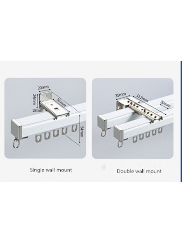 CHR102 Thick Ivory Grey Blue Curtain Tracks Ceiling/Wall Mount