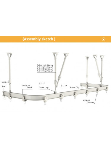 CHR11 Bendable Ivory Curtain Tracks Ceiling Mount For Bay Window U and L Medical Track