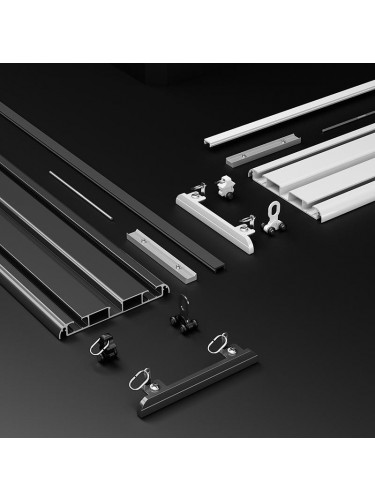 CHR121 Ceiling Mounted Ultra Thin Invisible Ivory Black Aluminum Alloy Double Curtain Tracks 