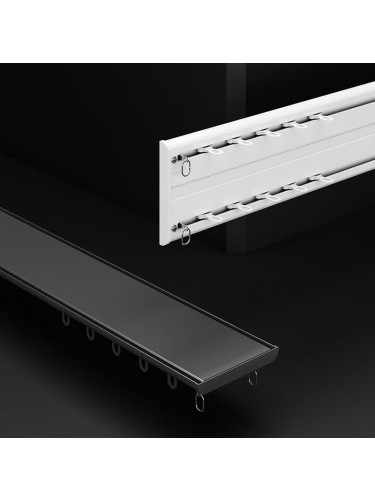 CHR121 Ceiling Mounted Ultra Thin Invisible Ivory Black Aluminum Alloy Double Curtain Tracks 