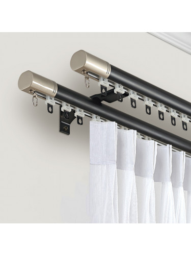 CHR125 White Black Blue Champagne Aluminum alloy Curtain Track Set With Column Finials