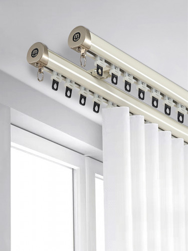 CHR125 White Black Blue Champagne Aluminum alloy Curtain Track Set With Column Finials