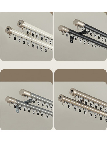 CHR125 White Black Blue Champagne Aluminum alloy Curtain Track Set With Column Finials