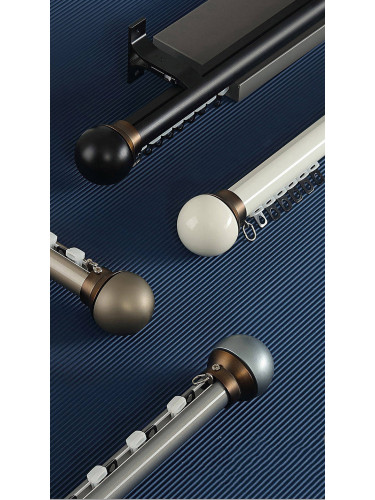 Sonder Luxurious White Black Blue Champagne Aluminum alloy Curtain Track Set With Ball Cone Finials