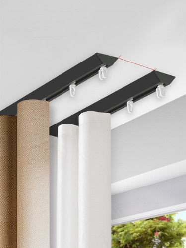 Custom Double S Fold Curtain Tracks Ceiling Mount White Black Warrego