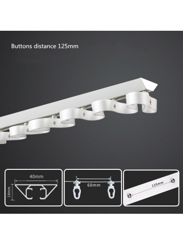 S Fold Curtain Tracks Ceiling Mount White Black Single Tracks Warrego(Color: White track 125 mm s fold heading tape)