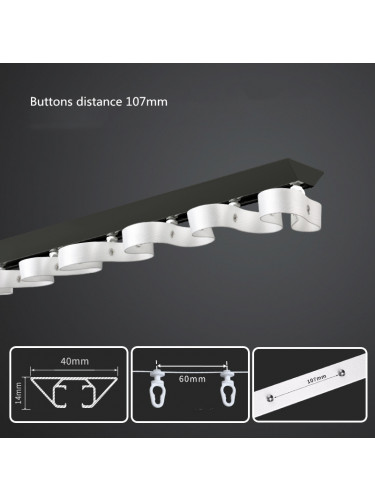 S Fold Curtain Tracks Ceiling Mount White Black Single Tracks Warrego(Color: Black track 125 mm s fold heading tape)