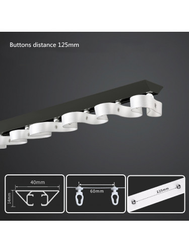 S Fold Curtain Tracks Ceiling Mount White Black Single Tracks Warrego(Color: Black track 107 mm s fold heading tape)