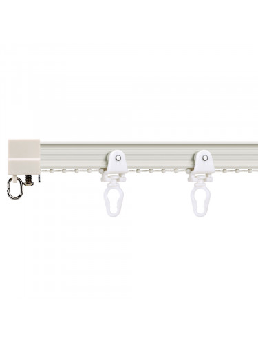 Warrego CHR18 Ivory S Fold Bendable Curtain Tracks Ceiling/Wall Mount For Bay Window(Color: Ivory)