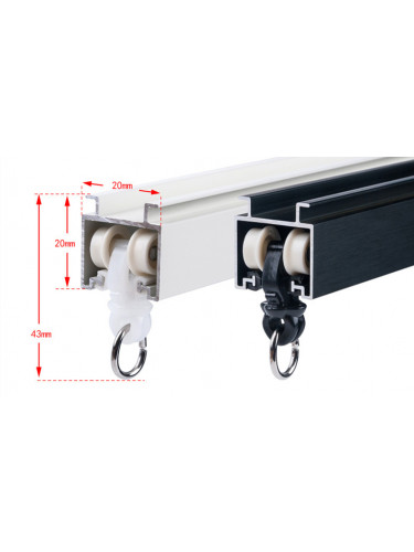 CHR19 Ivory Black Curtain Tracks Ceiling/Wall Mount ...