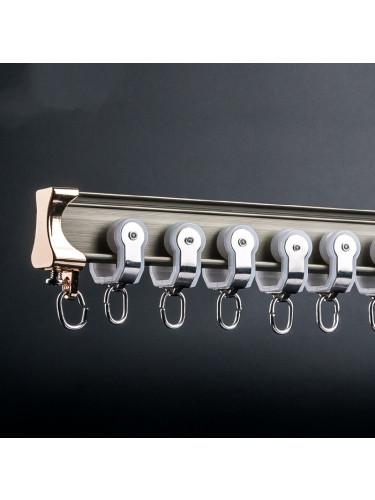 CHR22 Bendable Ivory Curtain Tracks Ceiling/Wall Mount For Bay Window(Color: Champagne)