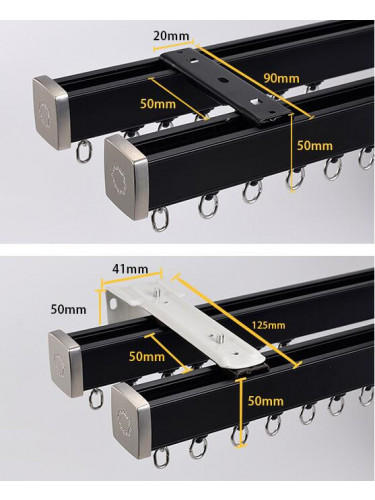 CHR34 Thick Ivory Black Champagne Bronze Curtain Tracks Ceiling/Wall Mount