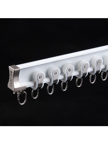 CHR38 Ivory Blue Bendable Single Double Curtain Tracks Ceiling/Wall Mount For Bay Window(Color: Ivory)