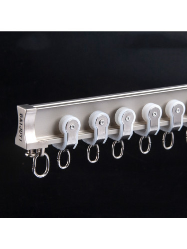 CHR38 Ivory Blue Bendable Single Double Curtain Tracks Ceiling/Wall Mount For Bay Window(Color: Champagne)