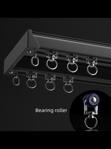 CHR4110 White/Balck/Champagne Thick Aluminum Alloy Double Curtain Tracks(Color: Black)