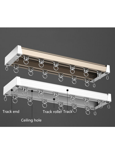 CHR41 Ceiling/Wall Mounted Thick Aluminum Alloy Double Curtain Tracks 