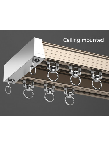CHR41 Ceiling/Wall Mounted Thick Aluminum Alloy Double Curtain Tracks (Color: Champagne)