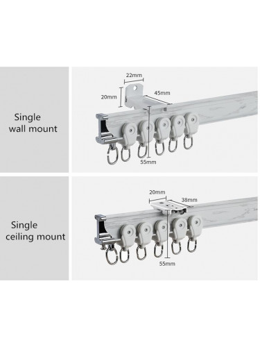 CHR43 Bendable Wood Grain Curtain Tracks Ceiling/Wall Mount For Corner Windows