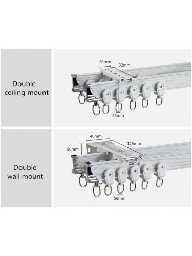 CHR43 Bendable Wood Grain Curtain Tracks Ceiling/Wall Mount For Corner Windows