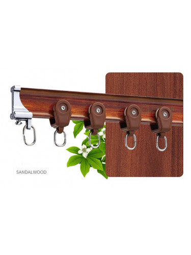 CHR43 Bendable Wood Grain Curtain Tracks Ceiling/Wall Mount For Corner Windows(Color: Sandalwood)